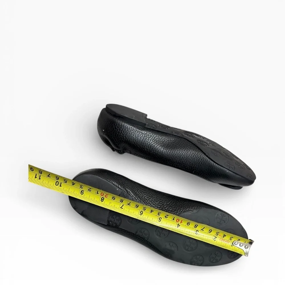 Tory Burch black pebbled leather ballet flats